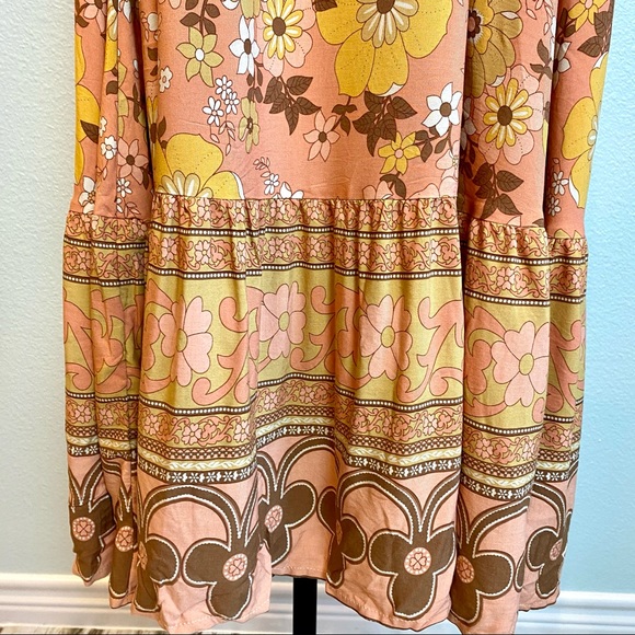 Boheme 60s Vibe Mustard Prairie Dress - Picture 3 of 9